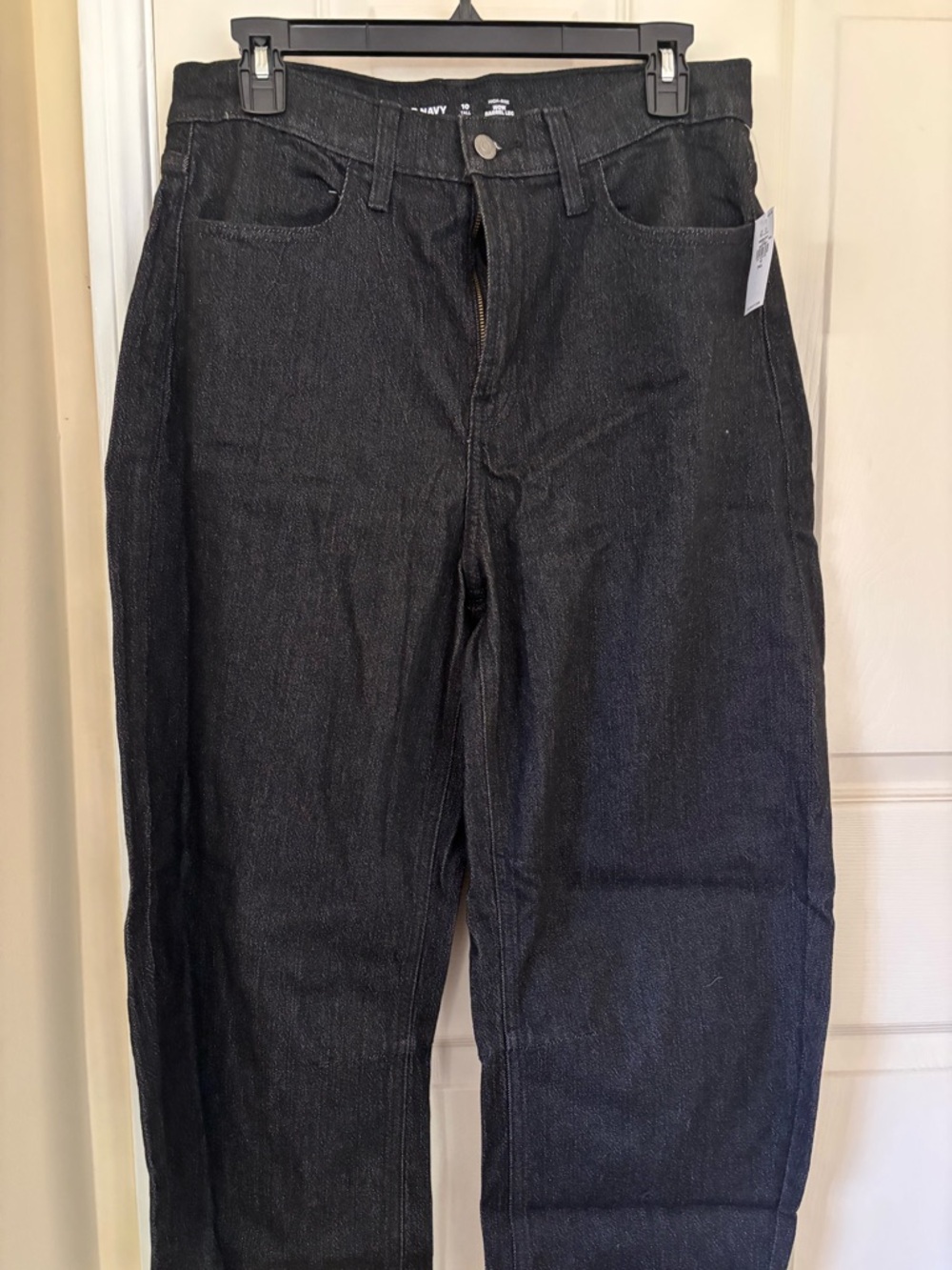 Old Navy Jeans NWT Size 10 Tall Barrel Wide Leg High Rise Black Stretch Denim